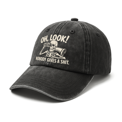 "Oh Look Nobody Gives a Sh*t" Skeleton Vintage Denim Cap