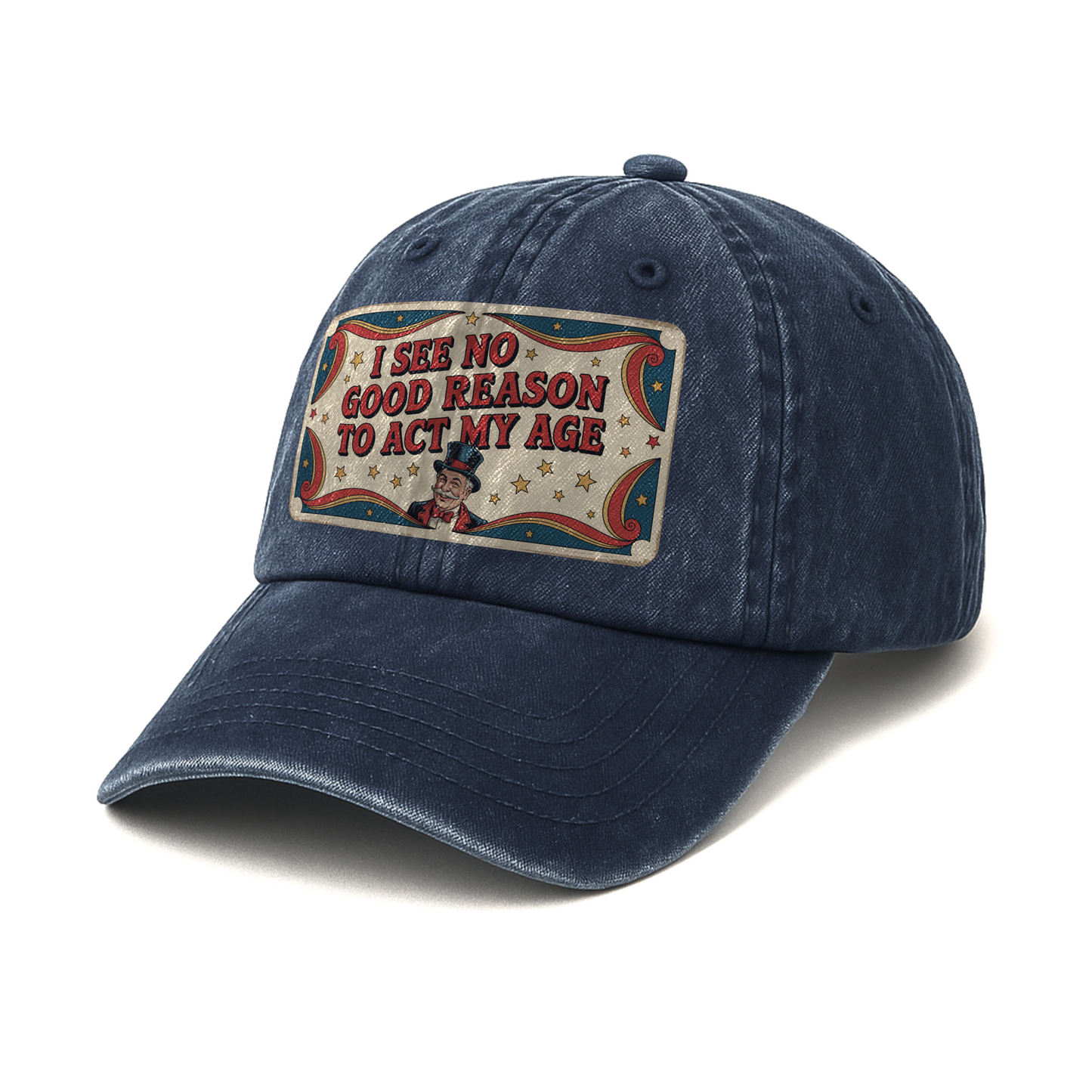 “I See No Good Reason to Act My Age” Boomer Pop Comic Classic Cap
