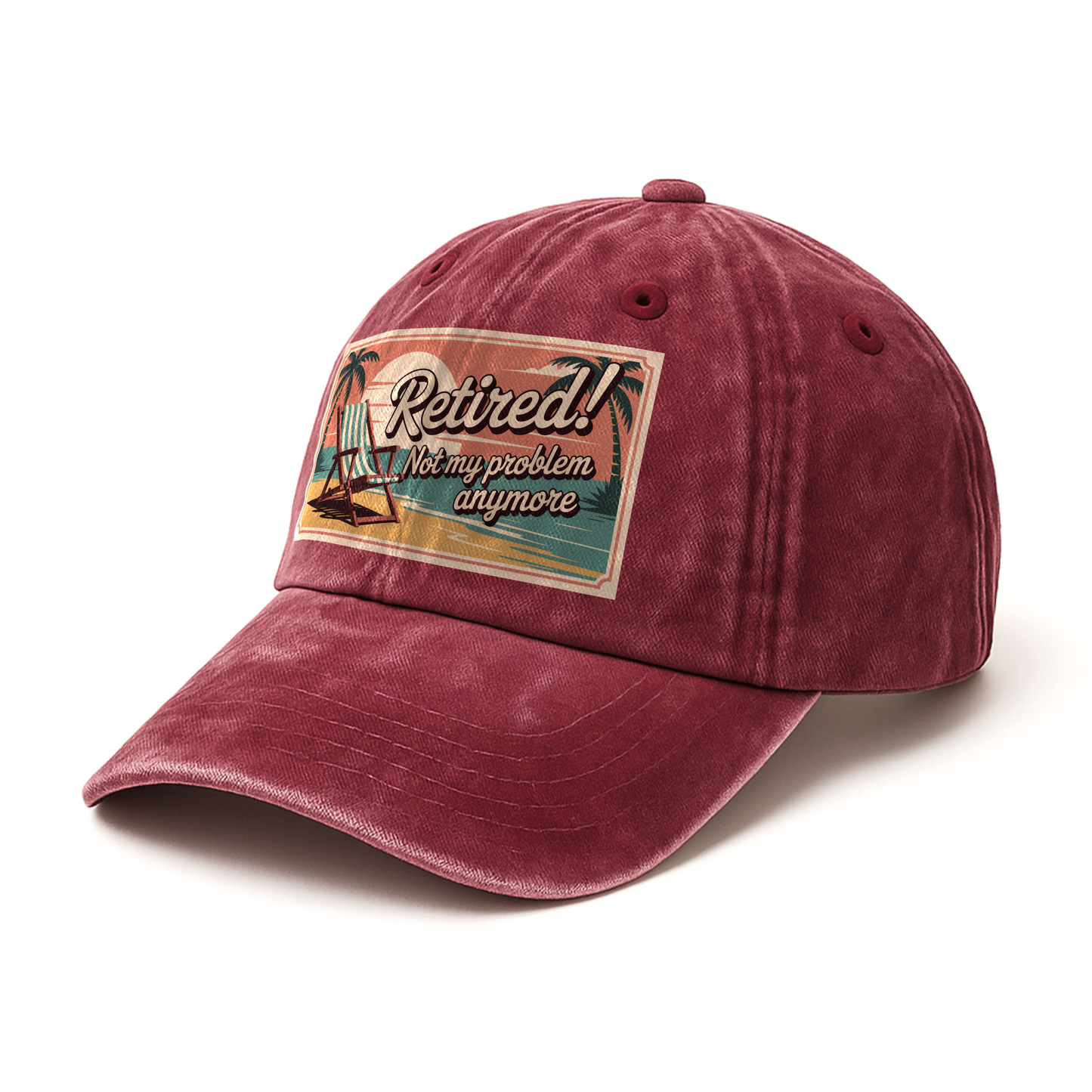 “Retired! Not My Problem Anymore” Sunset Postcard Retro Chill Cap