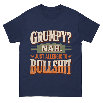 "Grumpy? Nah. Just Allergic to BS" Funny No-Nonsense Vintage T-Shirt