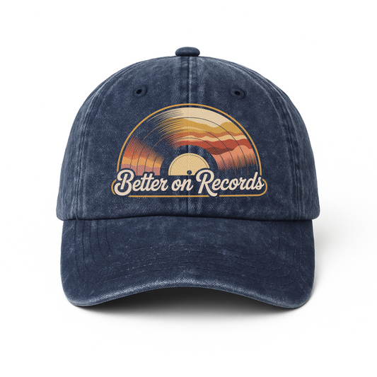 "Better On Records" Retro Vinyl Washed Cap