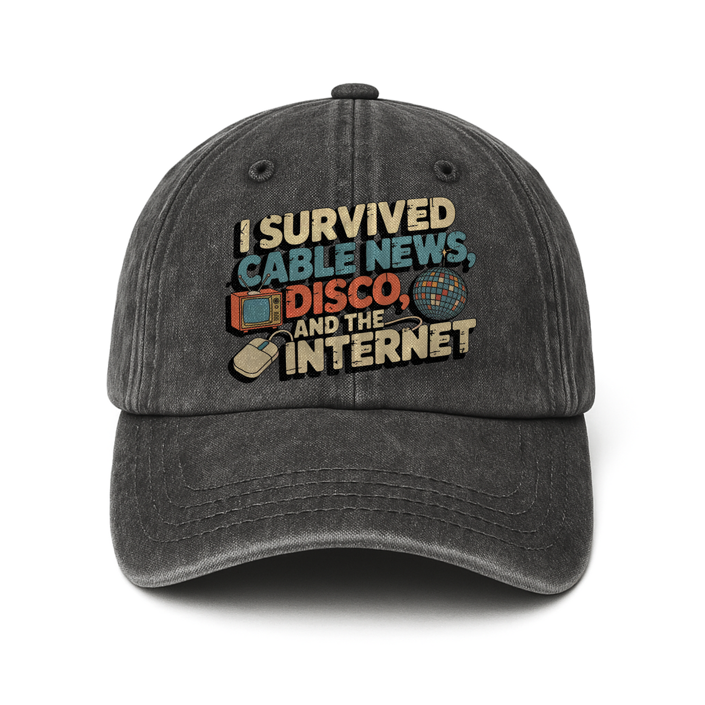 "I Survived Cable News, Disco, and the Internet" Vintage Humor Cap