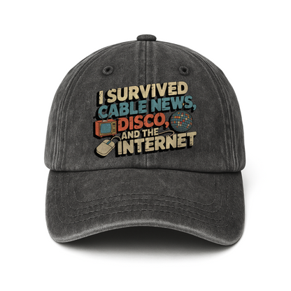 "I Survived Cable News, Disco, and the Internet" Vintage Humor Cap