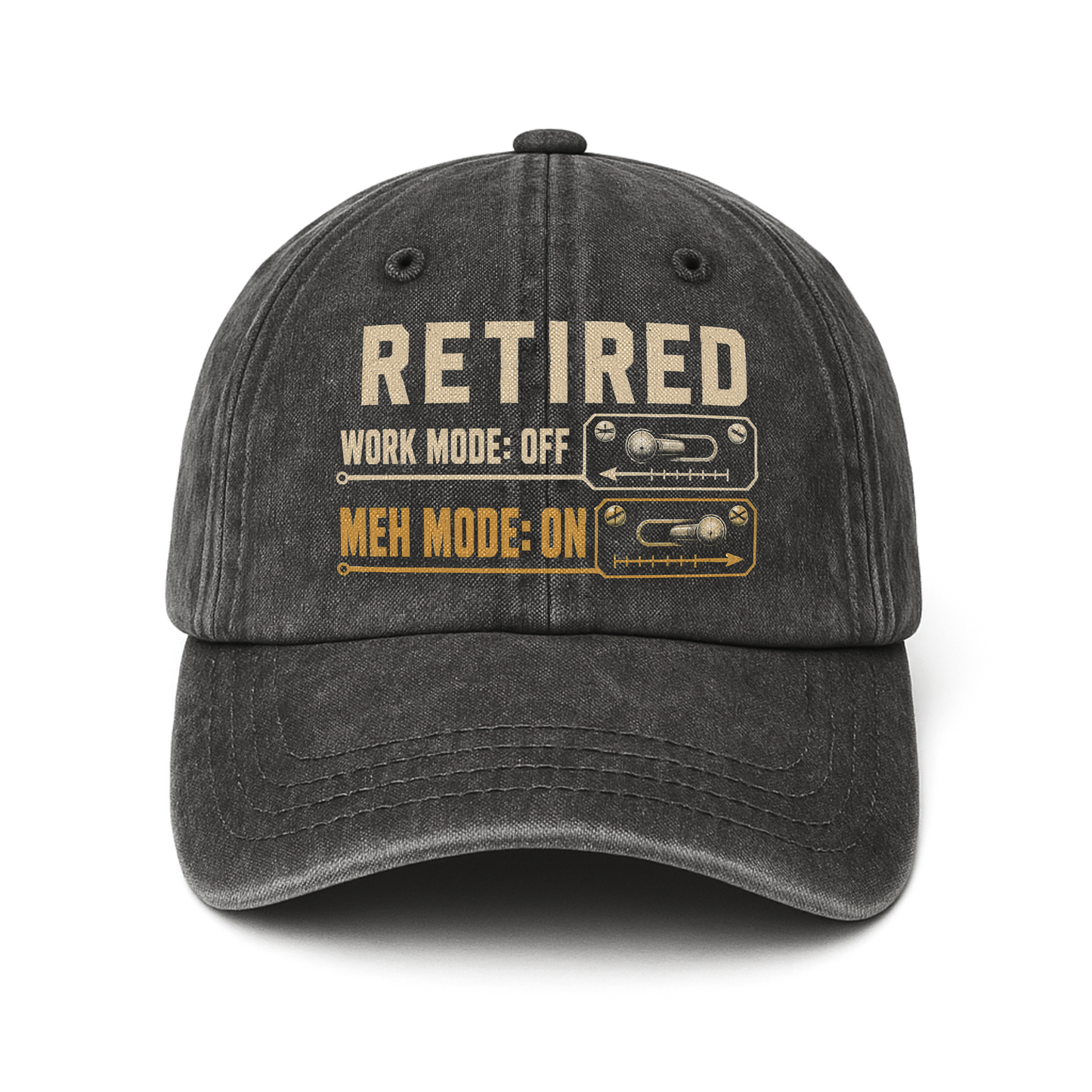 "Retired. Meh Mode On" Vintage Washed Cap