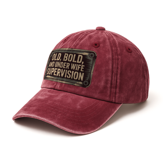 “Old, Bold, and Under Wife Supervision” Garage Grumble Plate Classic Cap