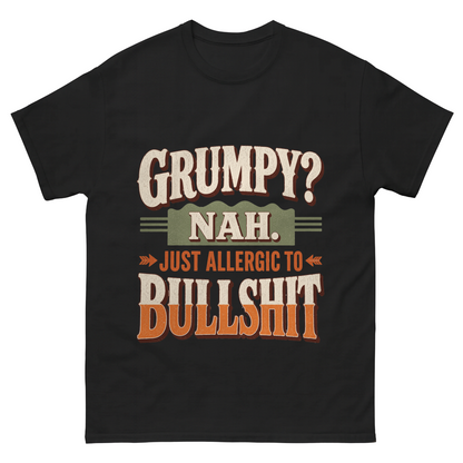 "Grumpy? Nah. Just Allergic to BS" Funny No-Nonsense Vintage T-Shirt