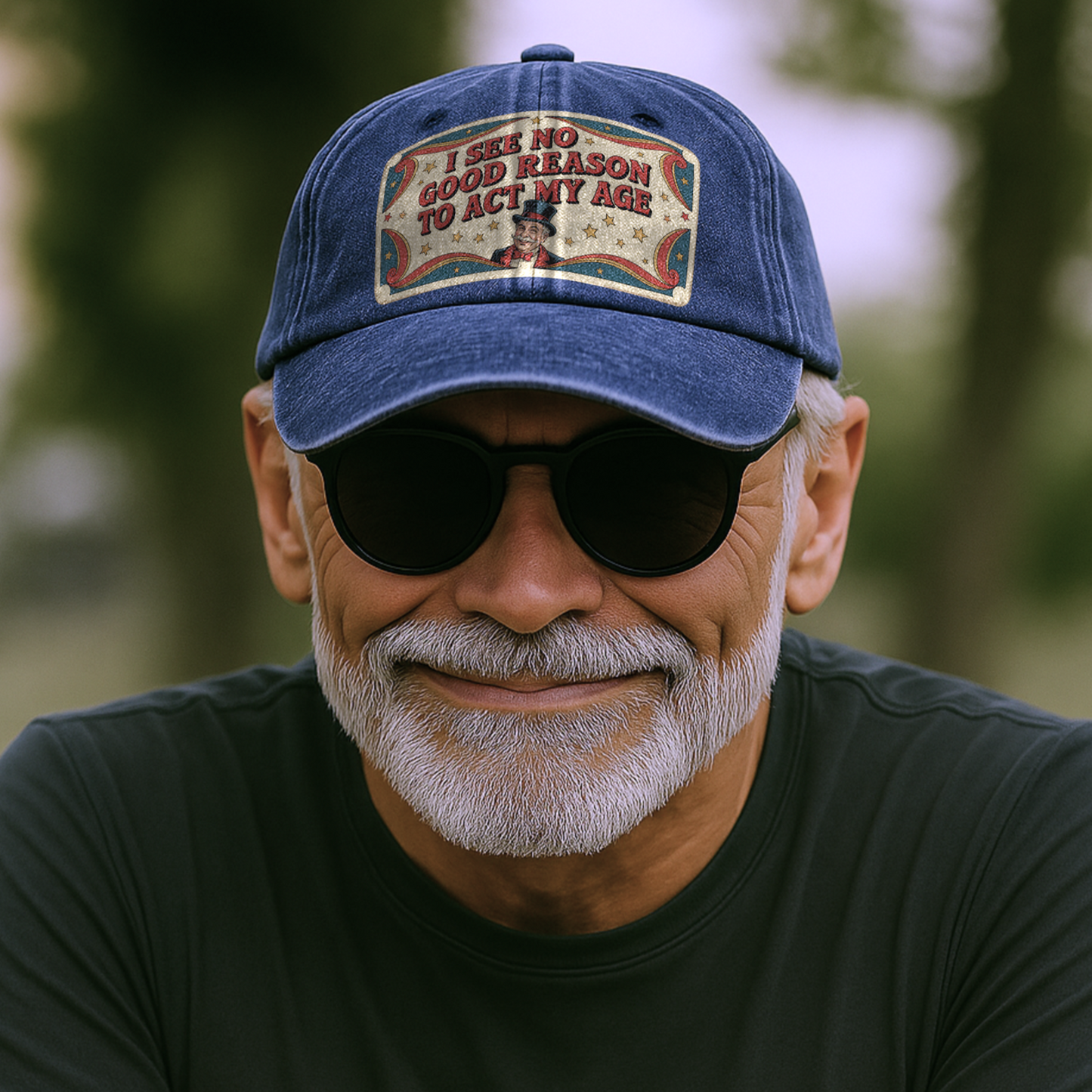“I See No Good Reason to Act My Age” Boomer Pop Comic Classic Cap