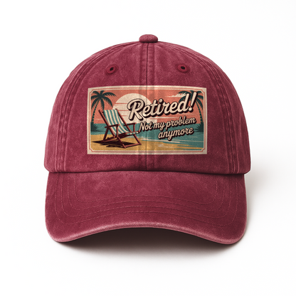“Retired! Not My Problem Anymore” Sunset Postcard Retro Chill Cap
