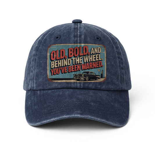 “Old, Bold, And Behind The Wheel. You’ve Been Warned.” Retro Pitstop Rebel Cap