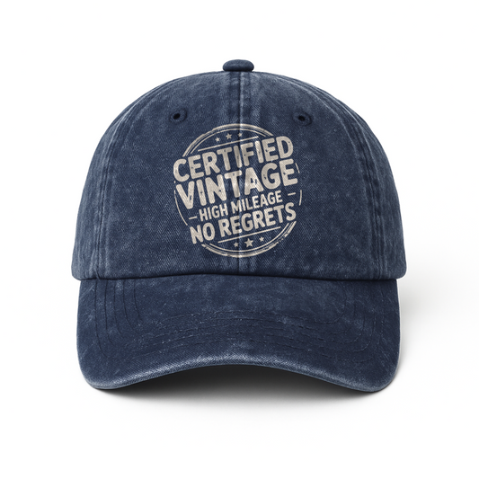 “Certified Vintage – High Mileage, No Regrets” Road Stamp Legacy Cap