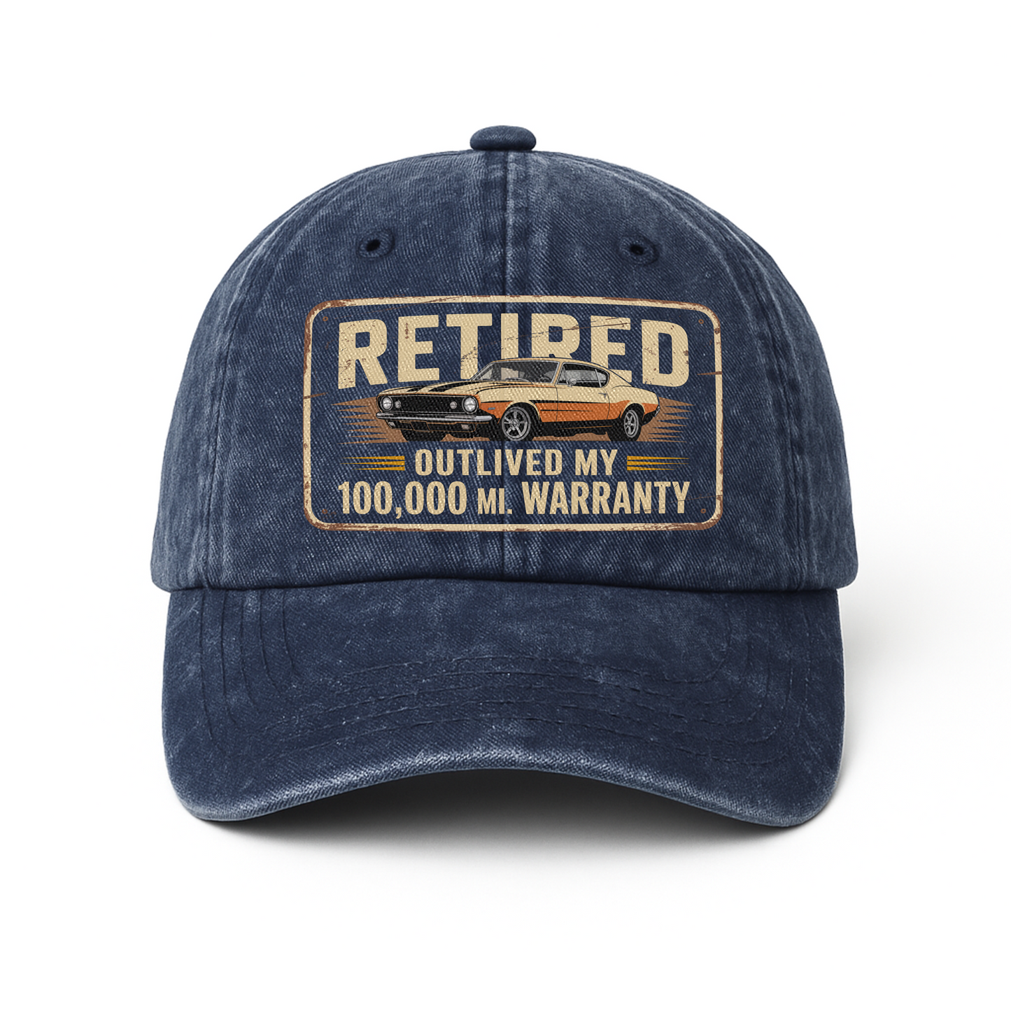 "Retired Outlived My 100,000 Mile Warranty" Vintage Washed Cap