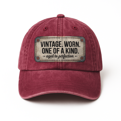 “Vintage. Worn. One Of A Kind. Aged To Perfection” Stitchplate Heritage Cap