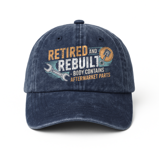 "Retired and Rebuilt – Body Contains Aftermarket Parts" Garage Grumble Plate Cap