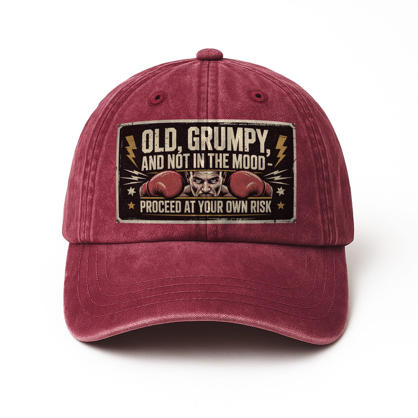 “Old, Grumpy, And Not In The Mood – Proceed At Your Own Risk” Fight Poster Grit Cap