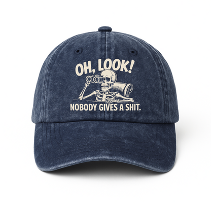 "Oh Look Nobody Gives a Sh*t" Skeleton Vintage Denim Cap