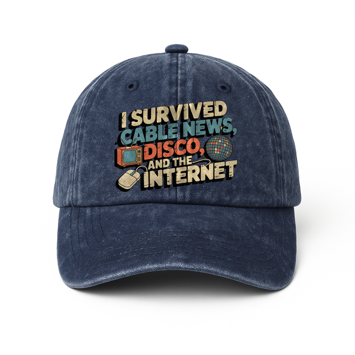 "I Survived Cable News, Disco, and the Internet" Vintage Humor Cap