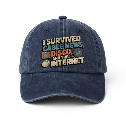 "I Survived Cable News, Disco, and the Internet" Vintage Humor Cap