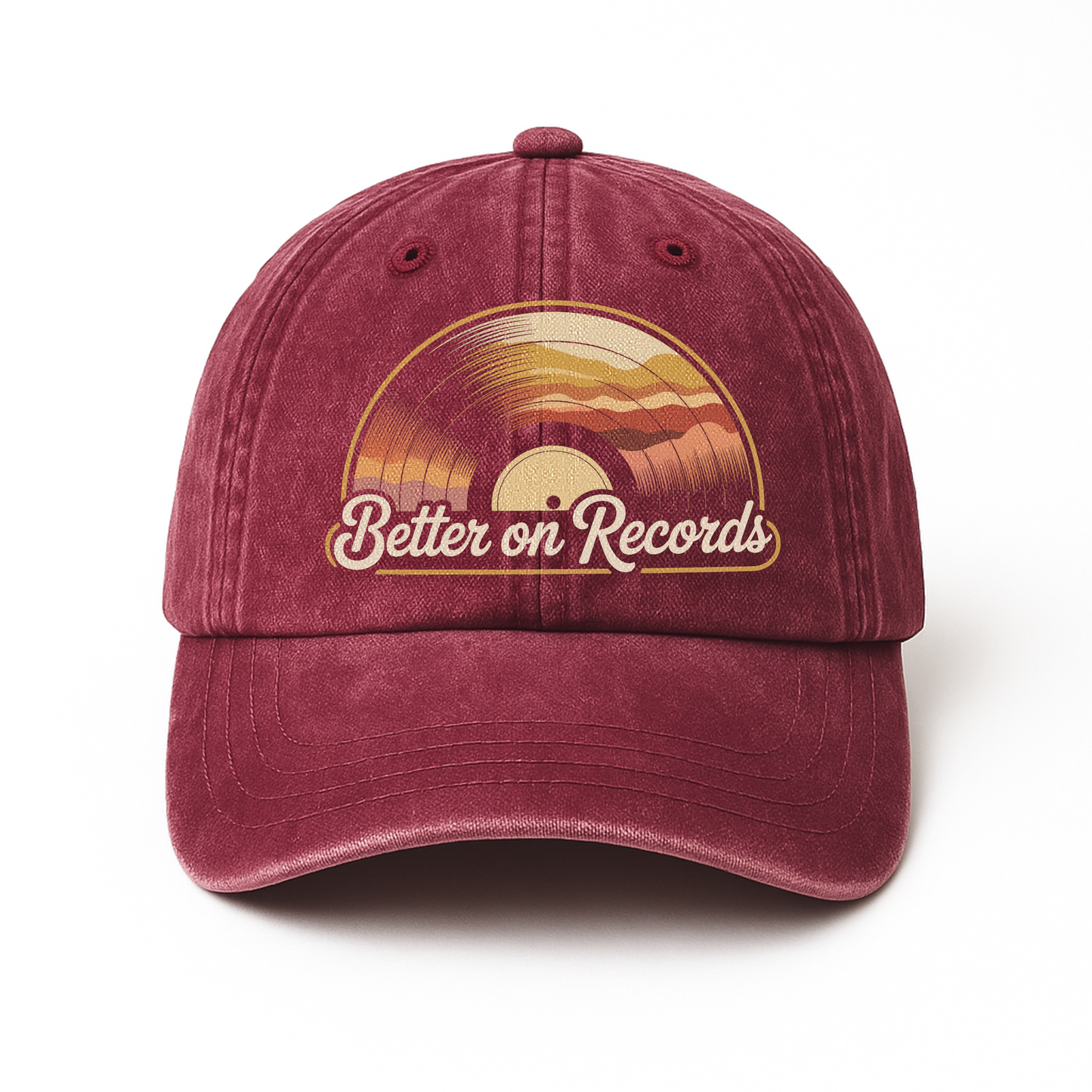 "Better On Records" Retro Vinyl Washed Cap