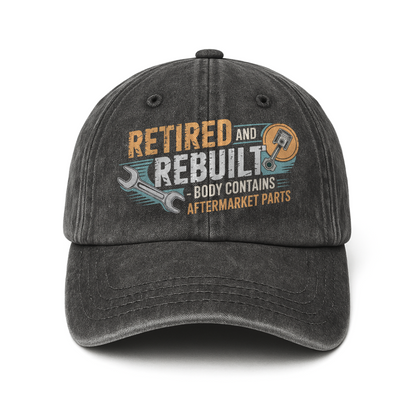 "Retired and Rebuilt – Body Contains Aftermarket Parts" Garage Grumble Plate Cap