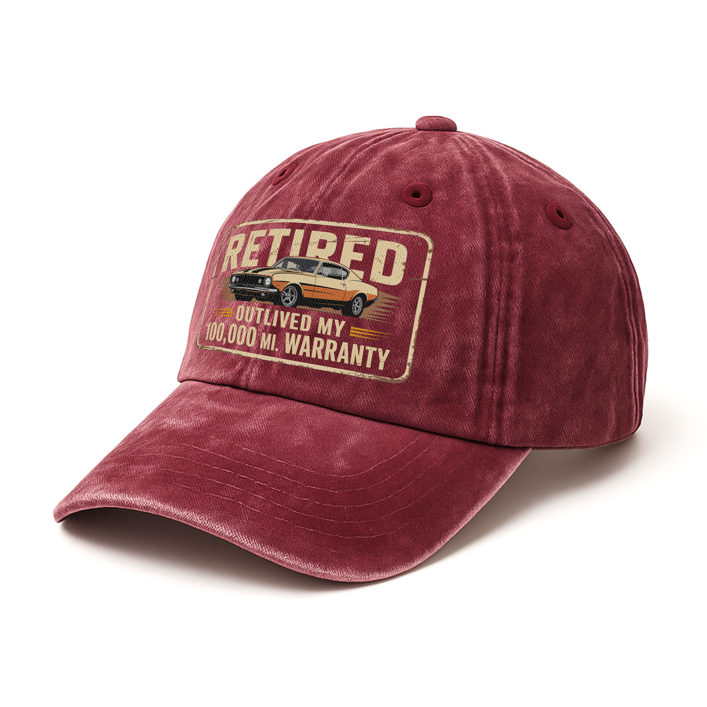 "Retired Outlived My 100,000 Mile Warranty" Vintage Washed Cap
