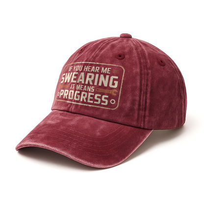 “If You Hear Me Swearing, It Means Progress” Vintage Mechanic Cap