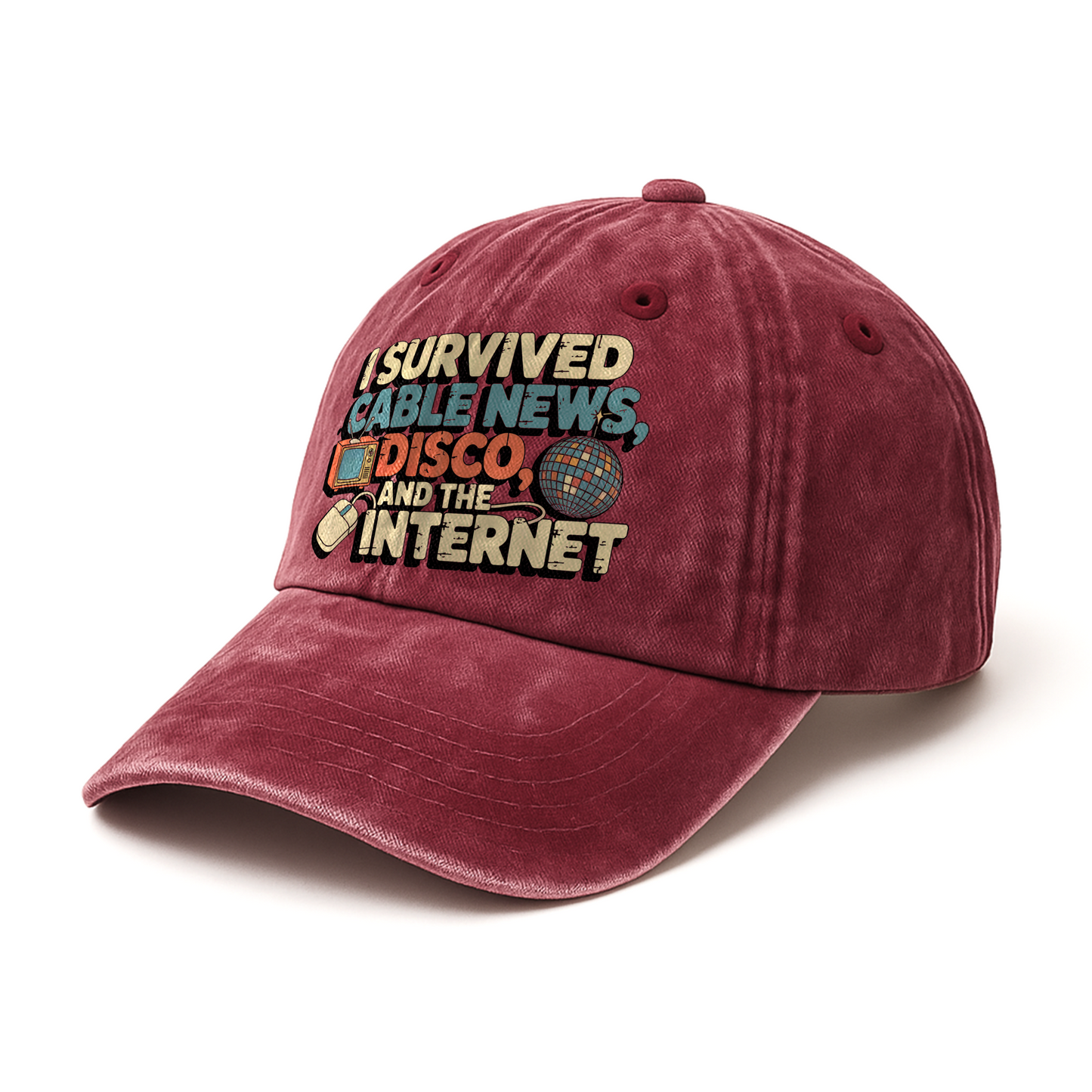 "I Survived Cable News, Disco, and the Internet" Vintage Humor Cap