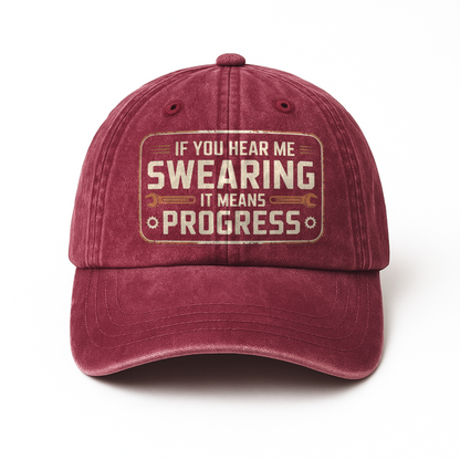 “If You Hear Me Swearing, It Means Progress” Vintage Mechanic Cap