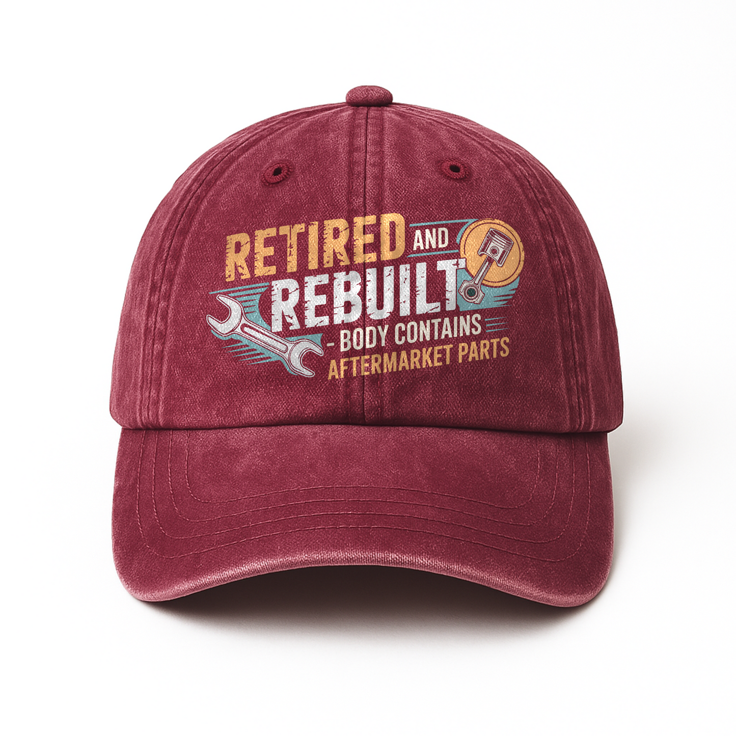 "Retired and Rebuilt – Body Contains Aftermarket Parts" Garage Grumble Plate Cap