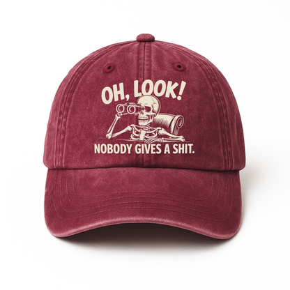 "Oh Look Nobody Gives a Sh*t" Skeleton Vintage Denim Cap