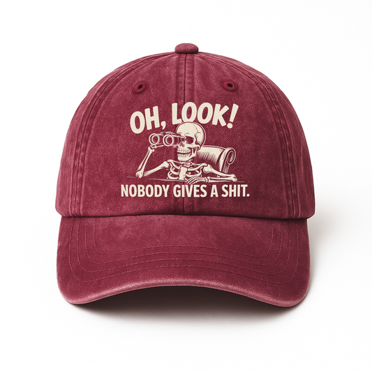 "Oh Look Nobody Gives a Sh*t" Skeleton Vintage Denim Cap