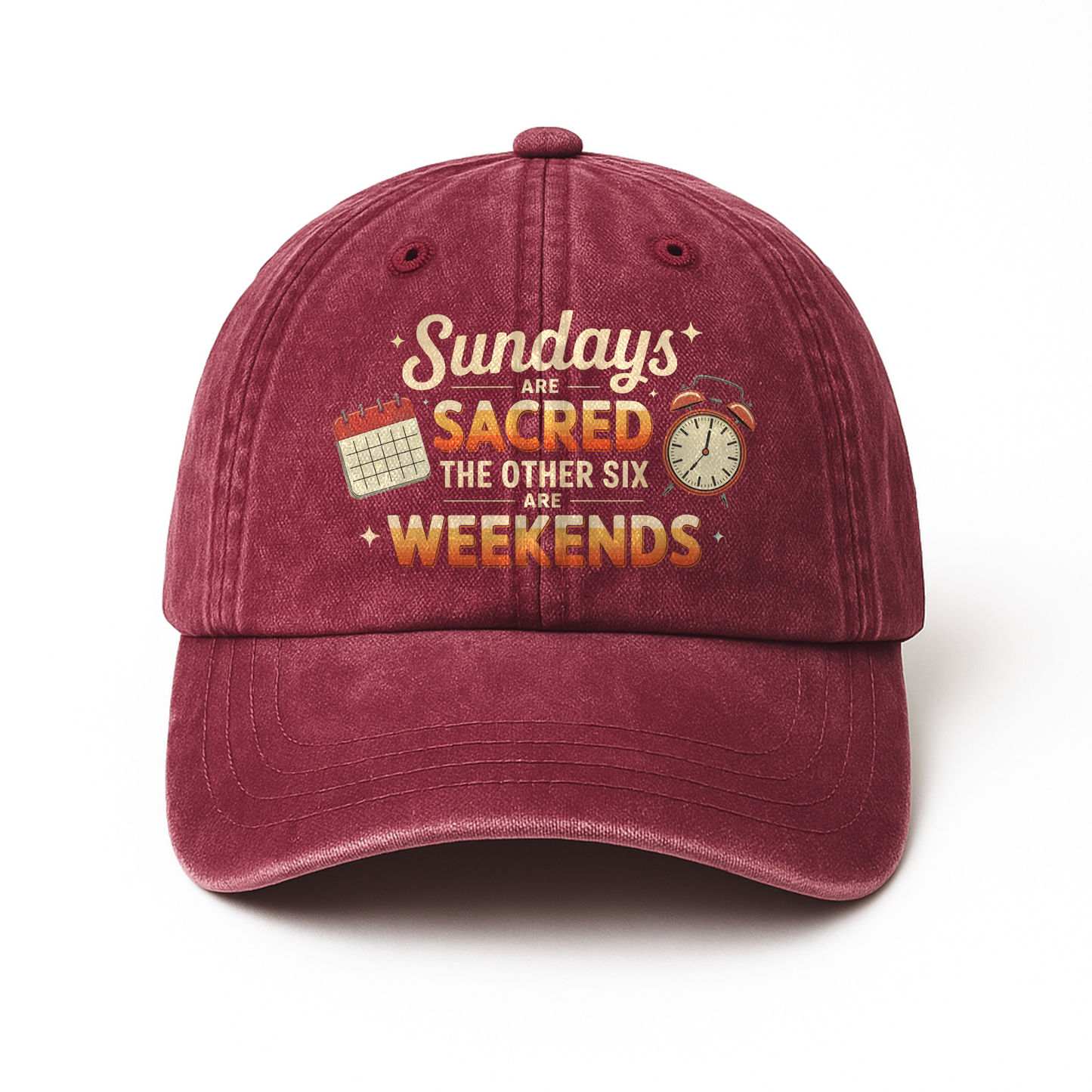 "Sundays Are Sacred – The Other Six Are Weekends" Washed Cap