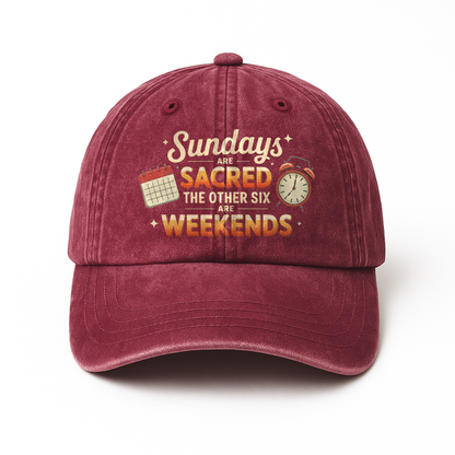 "Sundays Are Sacred – The Other Six Are Weekends" Washed Cap