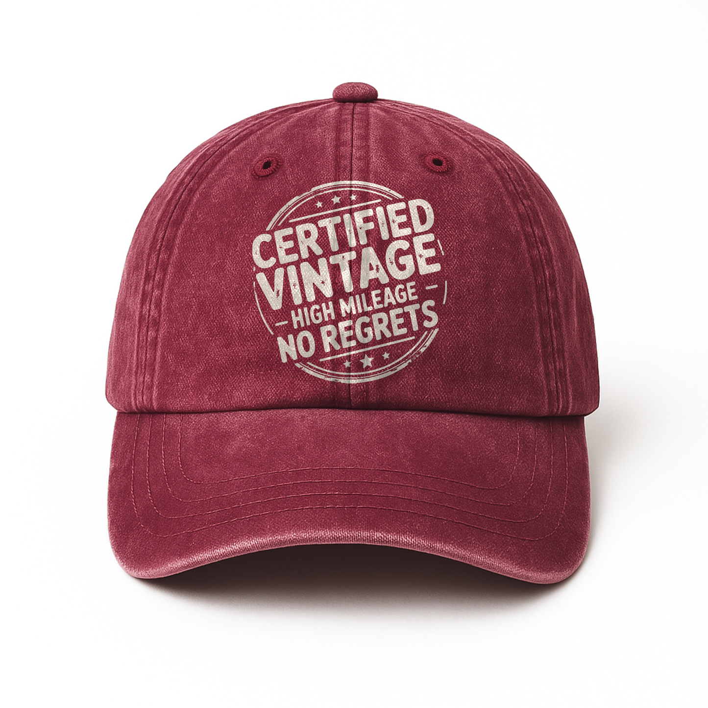 “Certified Vintage – High Mileage, No Regrets” Road Stamp Legacy Cap