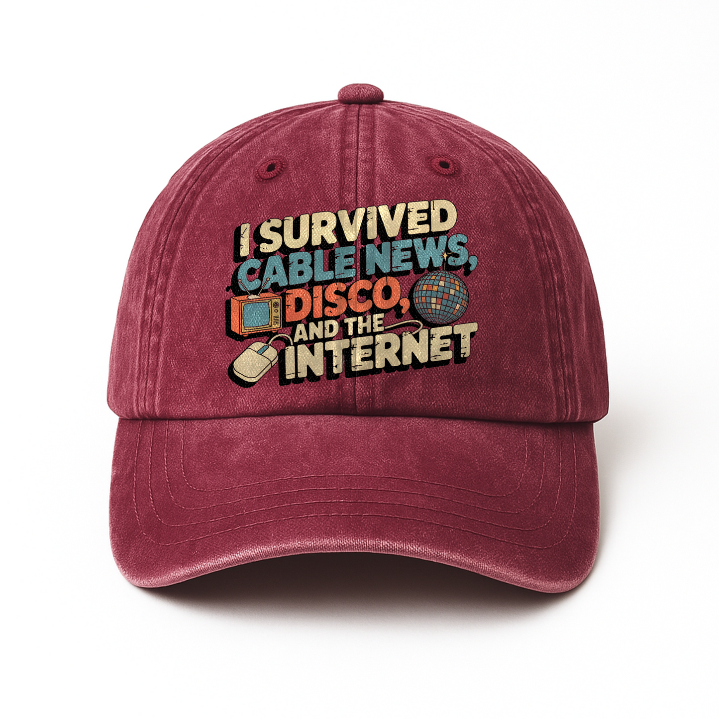 "I Survived Cable News, Disco, and the Internet" Vintage Humor Cap