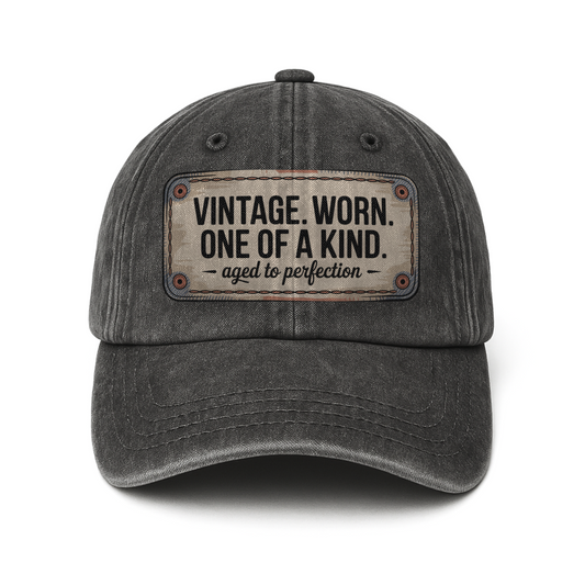 “Vintage. Worn. One Of A Kind. Aged To Perfection” Stitchplate Heritage Cap