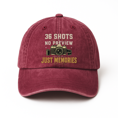 "36 Shots. No Preview. Just Memories" Vintage Washed Cap