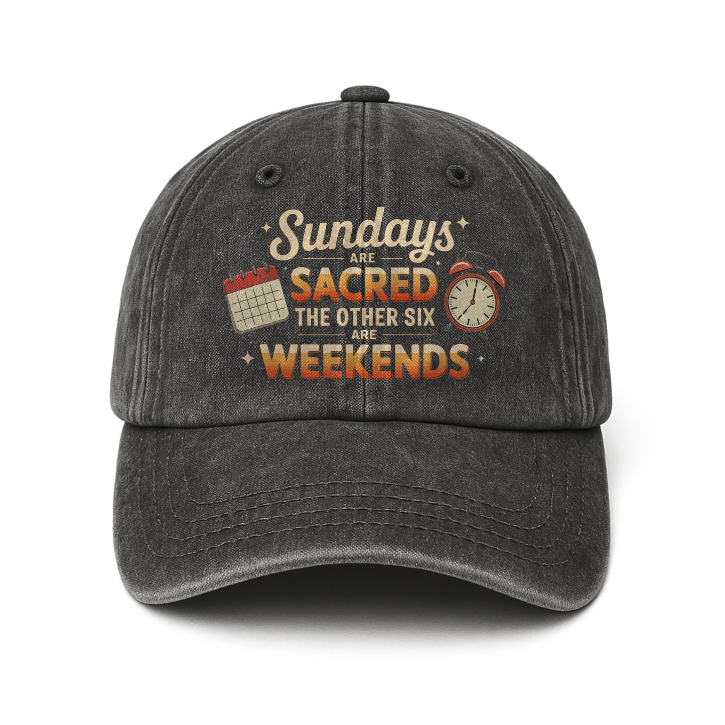 "Sundays Are Sacred – The Other Six Are Weekends" Washed Cap