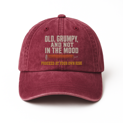 "Old, Grumpy and Not in the Mood" Vintage Washed Cap