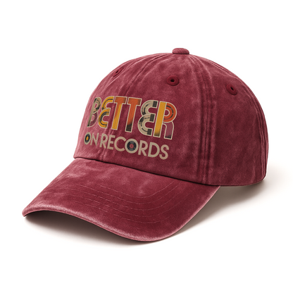 "Better On Records" Vinyl Music Washed Cap