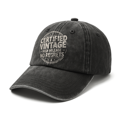 “Certified Vintage – High Mileage, No Regrets” Road Stamp Legacy Cap