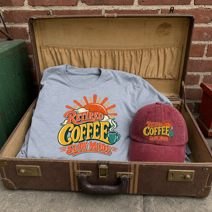 Matching set: Retired Coffee Slow Mode vintage washed cap and Retired Coffee Slow Mode vintage t-shirt