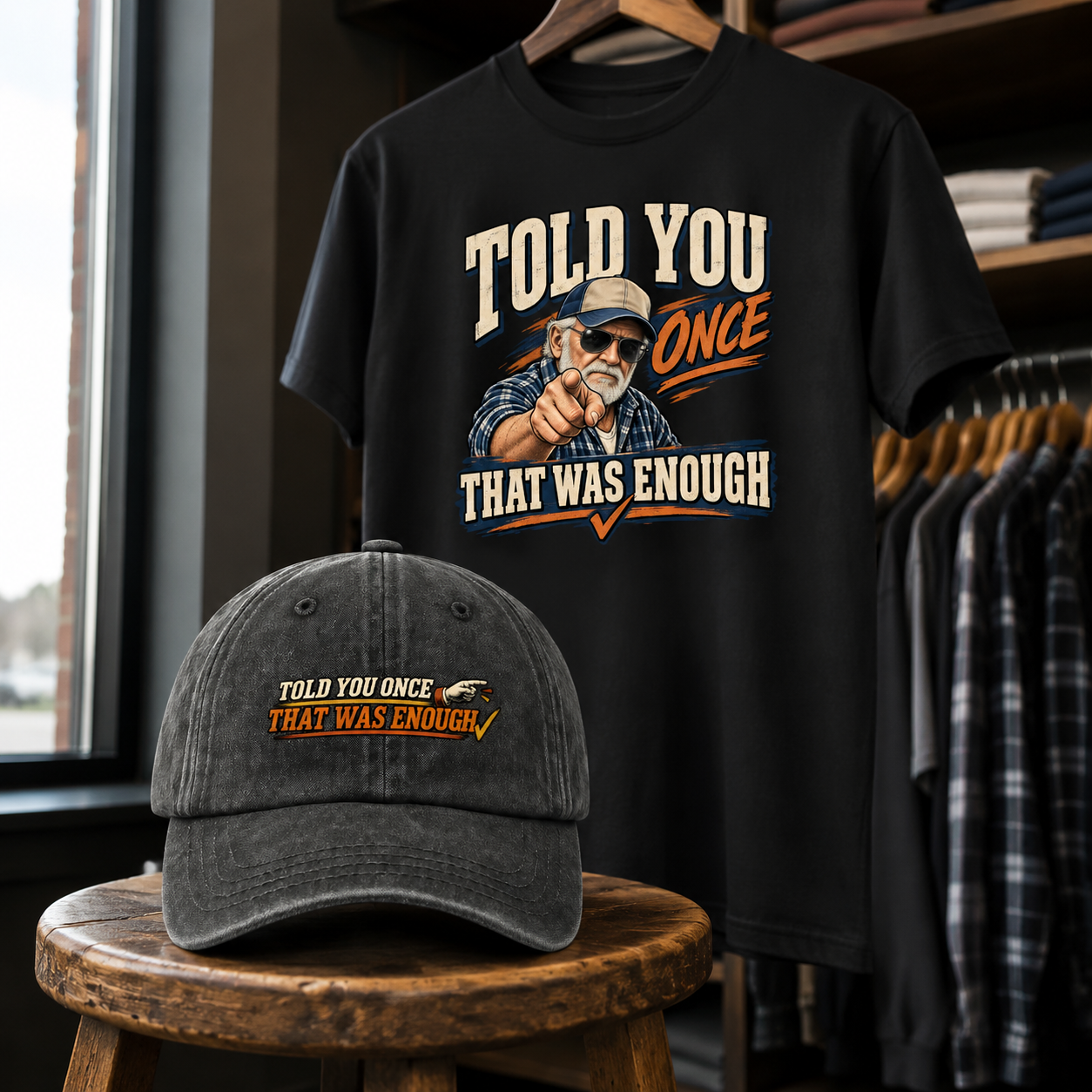 Matching set: Told You Once That Was Enough vintage washed cap and Told You Once That Was Enough vintage t-shirt