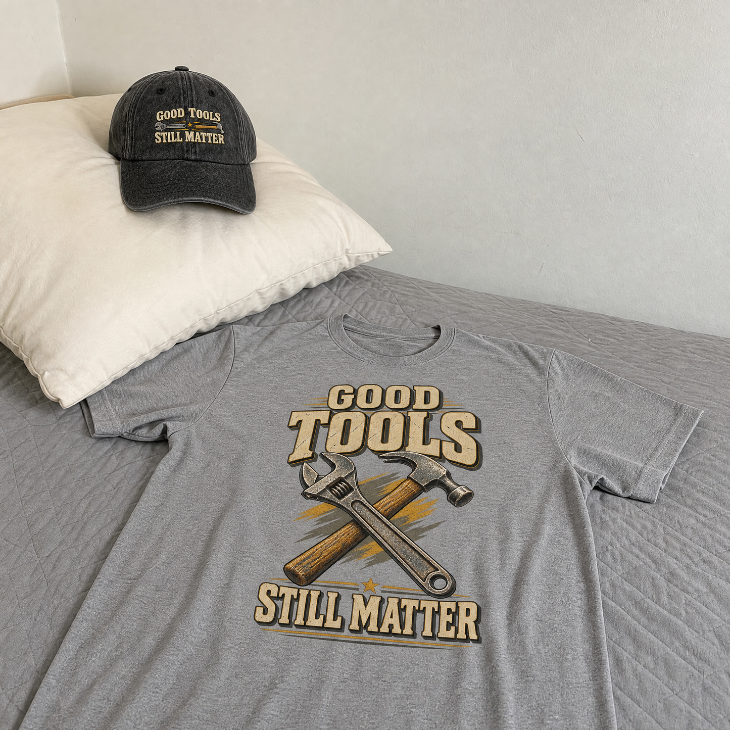Matching set: Good Tools Still Matter vintage washed cap and Good Tools Still Matter vintage t-shirt