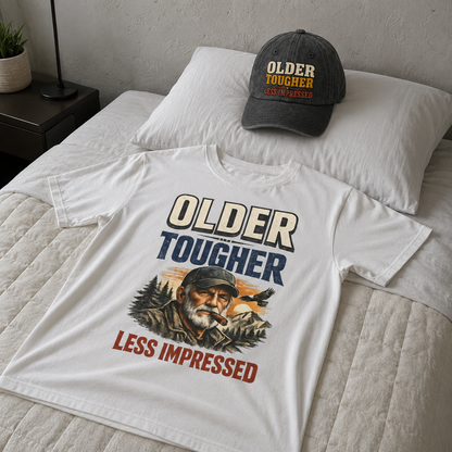 Matching set: Older Tougher Less Impressed vintage washed cap and Older Tougher Less Impressed vintage t-shirt