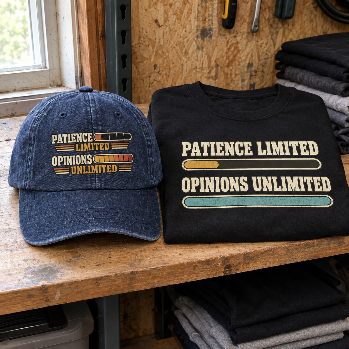 Matching set: Patience Limited Opinions Unlimited vintage washed cap and Patience Limited Opinions Unlimited vintage t-shirt