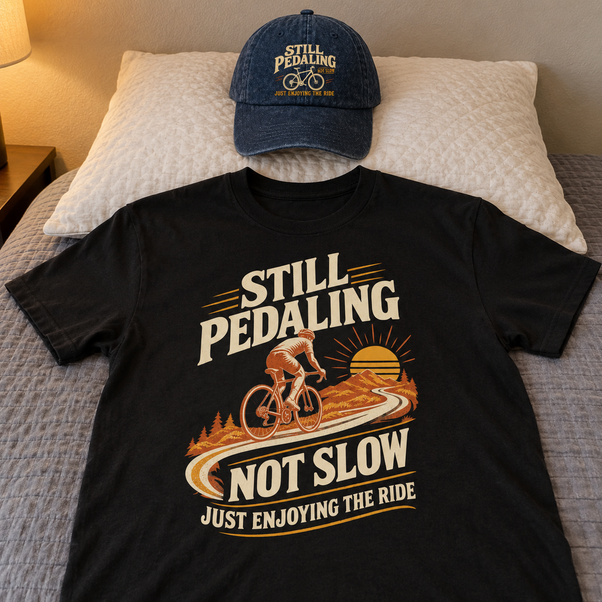 Matching set: Still Pedaling Not Slow Just Enjoying The Ride vintage washed cap and Still Pedaling Not Slow Just Enjoying The