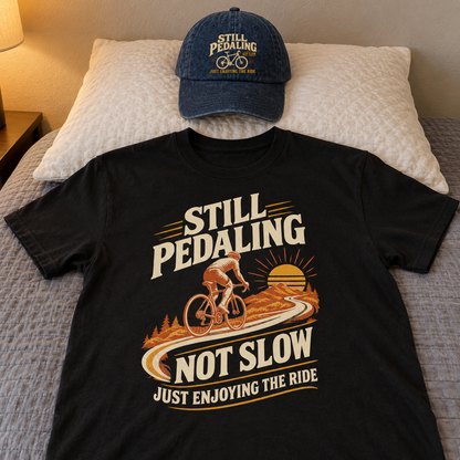 Matching set: Still Pedaling Not Slow Just Enjoying The Ride vintage washed cap and Still Pedaling Not Slow Just Enjoying The