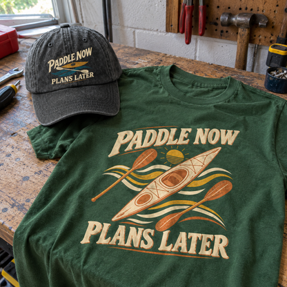 Matching set: Paddle Now. Plans Later vintage washed cap and Paddle Now. Plans Later vintage t-shirt
