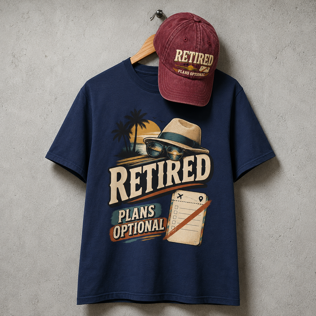 Matching set: Retired Plans Optional vintage washed cap and Retired Plans Optional vintage t-shirt