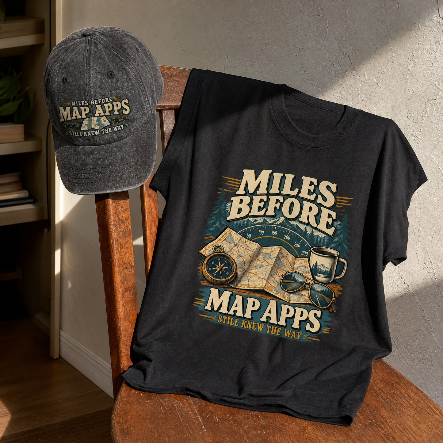 Matching set: Miles Before Map Apps Still Knew The Way vintage washed cap and Miles Before Map Apps Still Knew The Way vintag